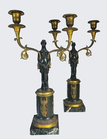 Pair Of Empire Candlesticks, 19th C.