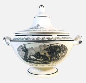 Transfer Printed Creamware Tureen, 19th C