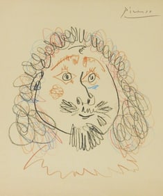 Pablo Picasso* (1881-1973) Color Pencil Drawing (See Guarantee  & Disclaimer)