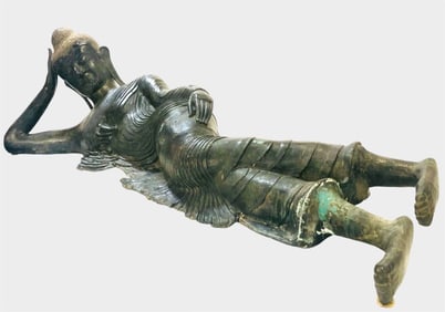 Reclining Bronze Buddha, Burma, 16th Century