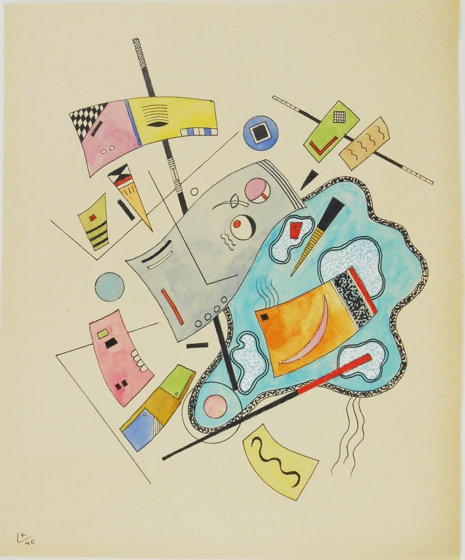Wassily Kandinsky* (1866-1944) Watercolor (See Guarantee & Disclaimer): Watercolor and black ink on wove paper, untitled abstract, signed with the artist's monogram and dated (Wassily Kandinsky*, 1866-1944). Excellent condition overall; no damage noted. Removed from frame