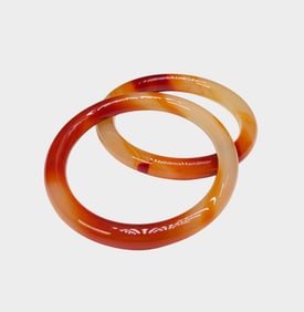 Two Chinese Jade Bangle Bracelets