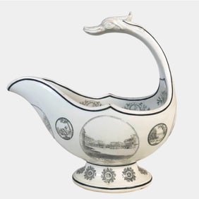 Creamware Transfer Printed Sauce Boat, 19th C