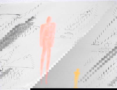 James Brown* (1951-2020) Drawing (See Guarantee): Pencil drawing with watercolor by James Brown (1951-2020) executed on smooth handmade paper (with watermark dated 1986), untitled abstract, pencil signed with the artist's initials and dated '86.