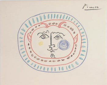 Pablo Picasso* (1881-1973) Colored Pencil Drawing (See Guarantee & Disclaimer)