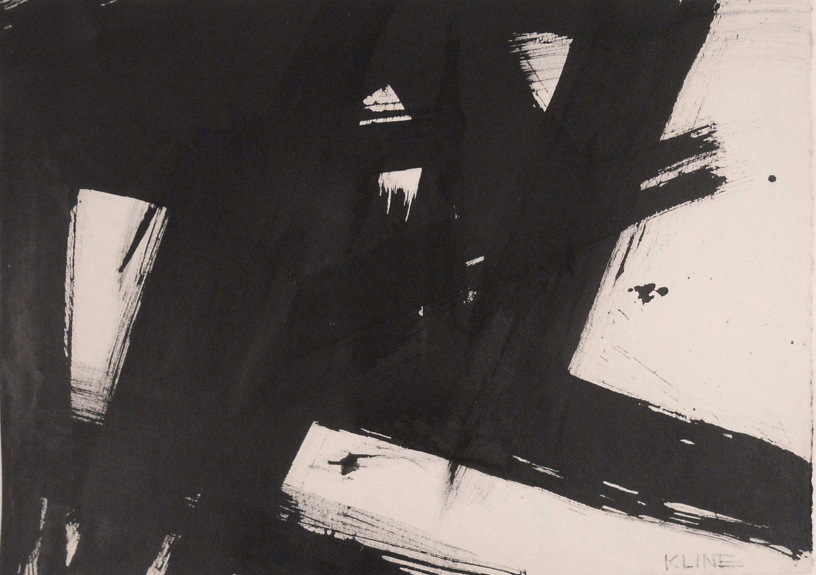 Franz Kline (1910-1962) Ink Drawing (See Guarantee): Black ink drawing on wove paper, untitled abstract, signed (Franz Kline*, 1910-1962). Very good condition overall, having no readily apparent damage or repairs. Removed from frame for inspection, phot