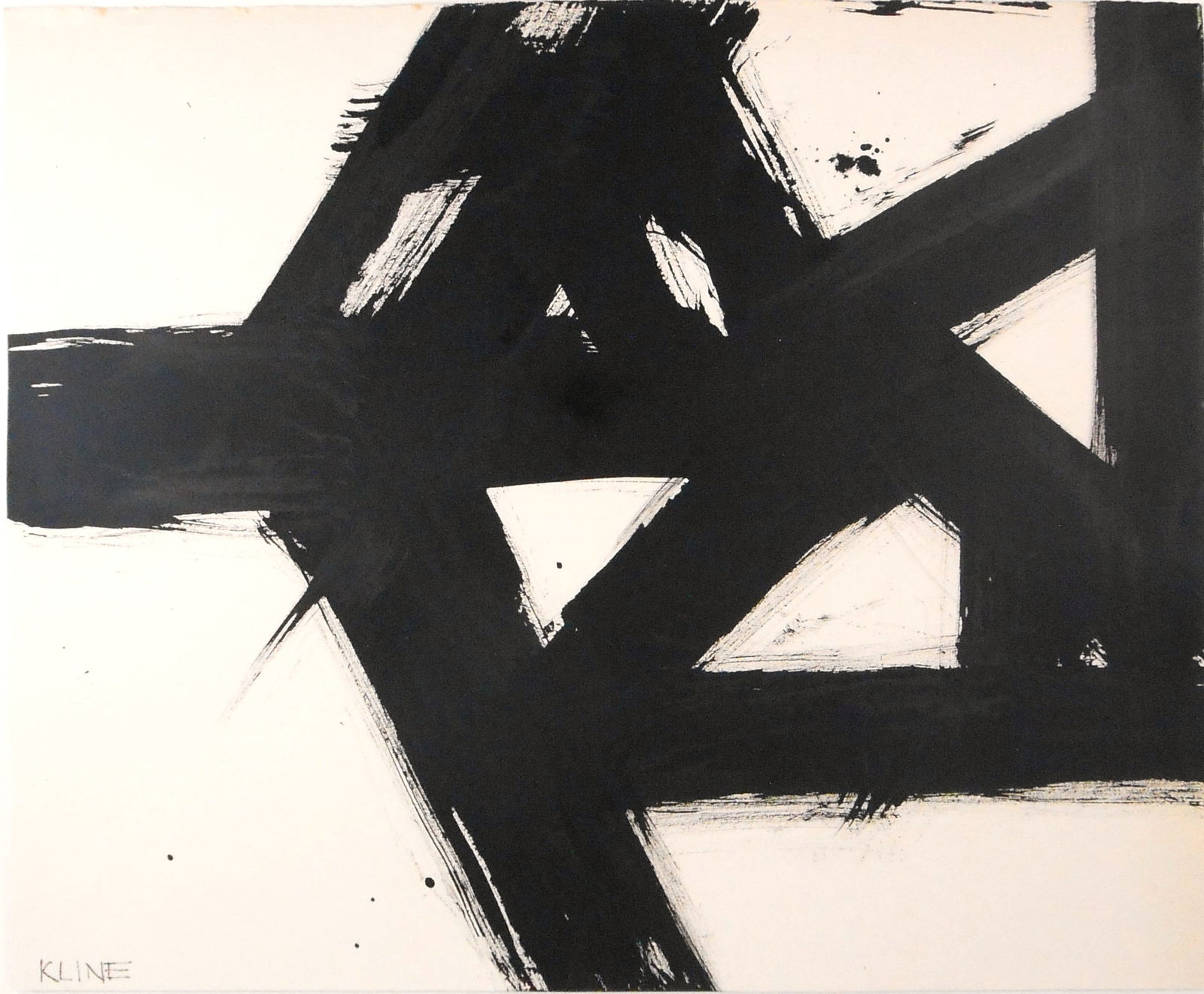 Franz Kline (1910-1962) Ink Drawing (See Guarantee): Black ink drawing on wove paper, untitled abstract, signed (Franz Kline*, 1910-1962). Very good condition overall, having no readily apparent damage or repairs. Removed from frame for inspection, phot