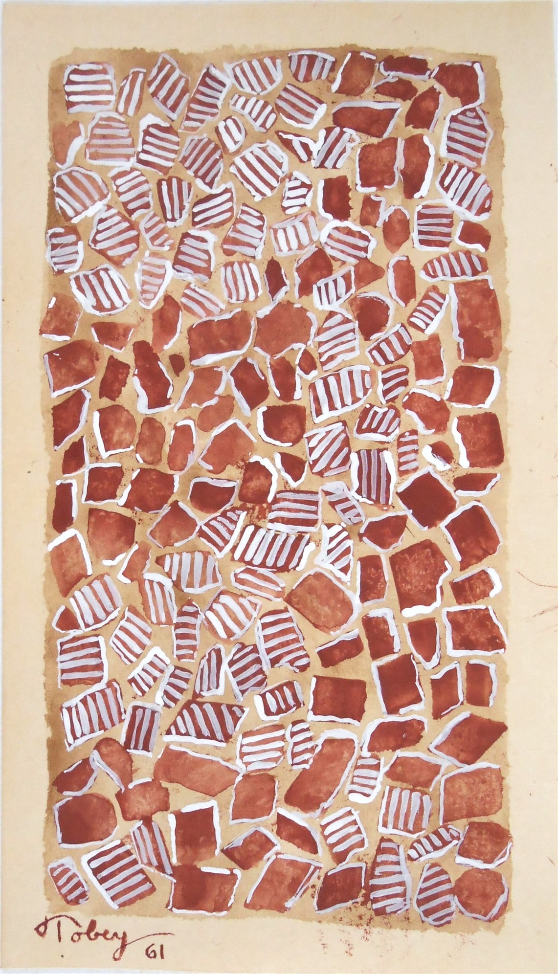 Mark Tobey* (1890-1976) Tempera On Paper (See Guarantee & Disclaimer): Tempera on cream-color wove paper, untitled abstract, signed and dated (Mark Tobey*, 1890-1976). Excellent condition, having no readily apparent damage or repairs. Removed from frame for auction inspe