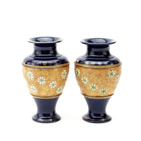 Pair Of Scarce Royal Doulton Slater Vases, 1910