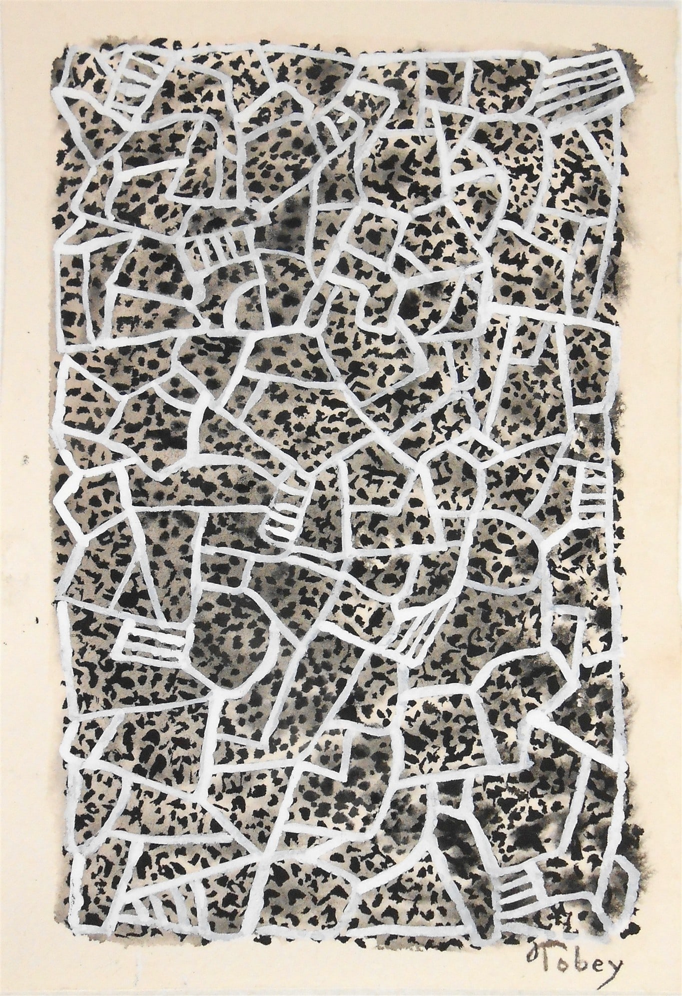 Mark Tobey* (1890-1976) Tempera On Paper (See Guarantee & Disclaimer): Tempera on wove paper, untitled abstract composition, signed (Mark Tobey*, 1890-1976). Excellent condition, having no readily apparent damage or repairs. Removed from frame for auction inspection, pho