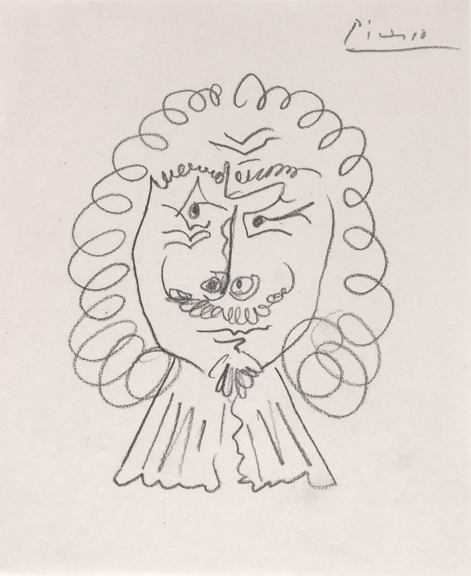 Pablo Picasso* (1881-1973) Lead Pencil Drawing (See Guarantee & Disclaimer): Lead pencil drawing on wove paper, portrait of a man, signed (Pablo Picasso*, 1881-1973). Very good condition overall. No visible damage or signs of repair. Removed from frame for inspection, photogra