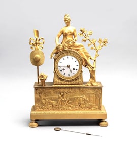 Gilt-Bronze Figural Mantel Clock, Circa 1825-1850