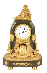 Important Bronze Figural Mantel Clock By Bourdier