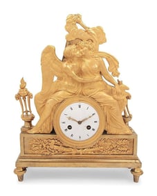 French Gilt-Bronze Mantle Clock, Ca. 1790-1810