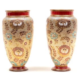 Fine Pair Of Doulton Slater Vases
