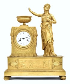 Gilt-Bronze Figural Mantel Clock, Ca. 1825