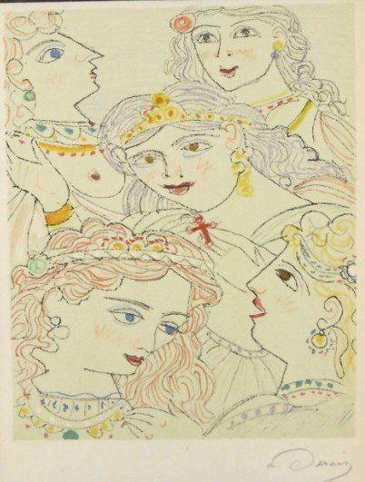 Andre Derain (1880-1954) Original Lithograph: Original lithograph by Andre Derain (1880-1954), pencil signed. Sheet size: 11 3/8 x 9 3/8 inches. Image size: 8 3/8 x 6 3/4 inches. Matted but unframed.Framing Note: Preston Hall removes most works o