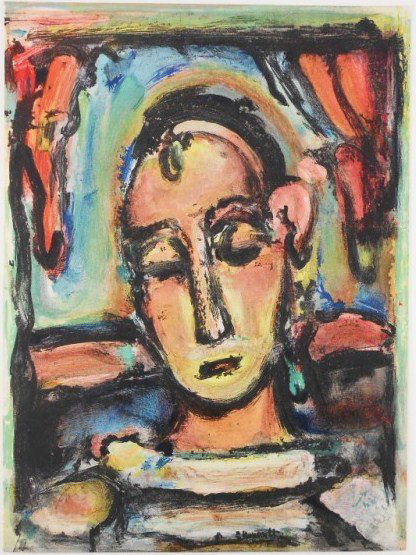 Georges Rouault (1871-1958) Lithograph: Original lithograph by Georges Rouault (1871-1958), created for "Verve," Volume II, no. 5/6, 1939. Approximate dimensions: 14 x 10 1/4 inches. Matted but not framed. Very good condition.Framing Note: