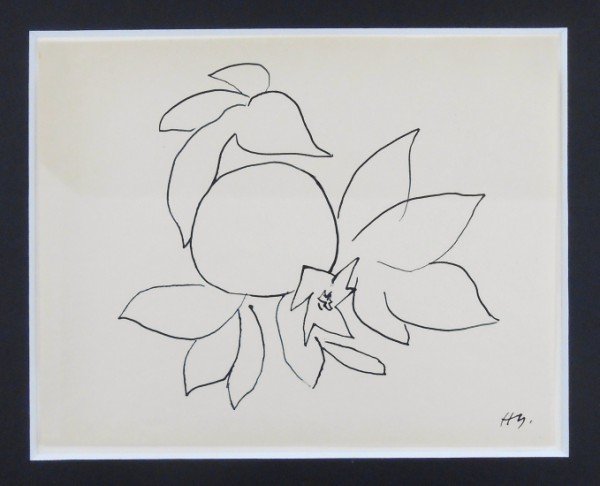 Henri Matisse (1869-1954) Pen & Ink Sketch: Original pen and ink sketch, untitled (study of leaves), attributed to Henri Matisse (1869-1954). Initialed lower right. 7 1/2 x 9 1/2 inches. Unframed. Lot Note: This lot is being offered as "attribu