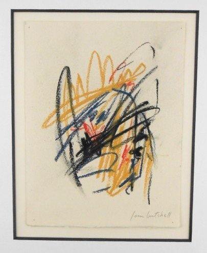 Joan Mitchell (1926-1992) Pastel: Original pastel on watermarked Arches paper, untitled abstract, by Joan Mitchell (1926-1992). Pencil signed lower right. 8 5/8 x 6 5/8 inches. Matted but unframed.Lot Note: We believe this lot is part