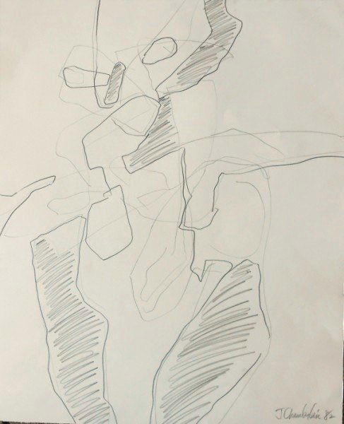 John Chamberlain (1927-2011) Pencil Drawing: Original pencil drawing, untitled figurative abstract on wove paper, by John Angus Chamberlain (1927-2011). Signed and dated lower right. 22 3/4 x 18 3/4 inches. Excellent condition.Lot Note: This dra