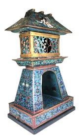 Chinese Temple-Form Cloisonne Lamp, Ca. 1920