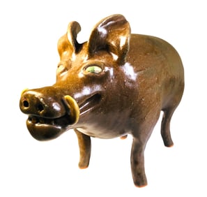 Reggie Meaders Folk Art Ceramic Boar