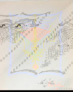 Jean Cocteau* (1889-1963) Chalk Drawing (See Guarantee & Disclaimer): Colored chalk drawing on laid paper (possibly handmade), portrait, signed (Jean Cocteau*, 1889-1963). Very good condition overall. No evidence of any damage or repairs. Removed from frame for