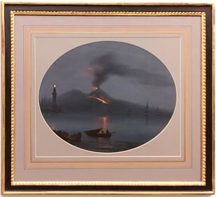 Port Of Naples Gouache, 19th Century