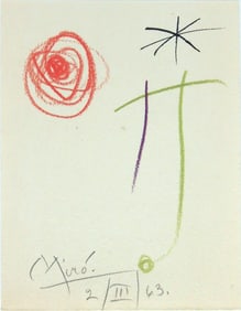 Joan Miro* (1893-1983) Mixed Media Drawing (See Guarantee & Disclaimer)