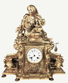 Gilt-Bronze Figural Mantel Clock, Ca. 1870-1900