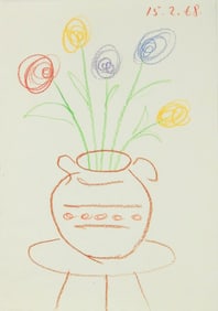 Pablo Picasso* (1881-1973) Color Pencil Drawing (See Guarantee  & Disclaimer)