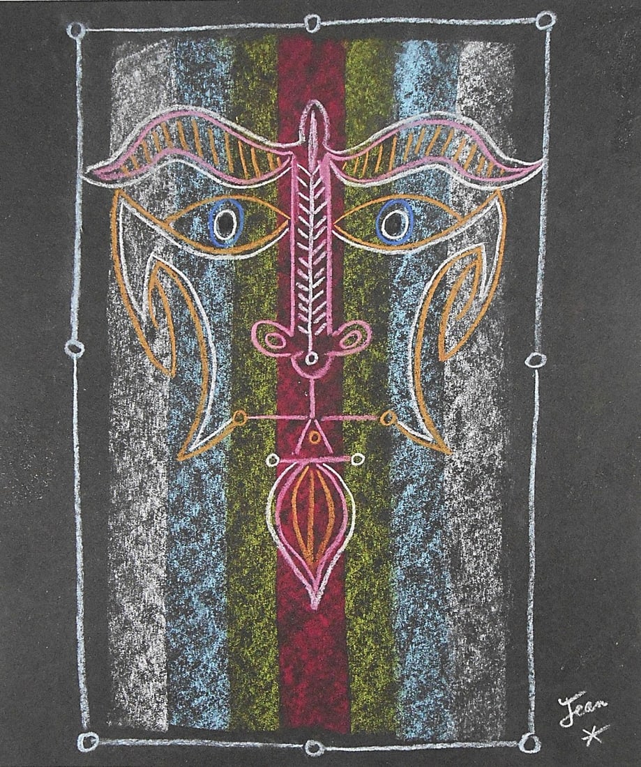 Jean Cocteau* (1889-1963) Colored Chalk Drawing (See Guarantee & Disclaimer: Colored chalk drawing on black paper, portrait, signed (Jean Cocteau*, 1889-1963). Very good condition overall. No evidence of any damage or repairs. Removed from frame for inspection, photographing,