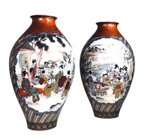 Fine Pair Of Japanese Kutani Vases, C. 1860