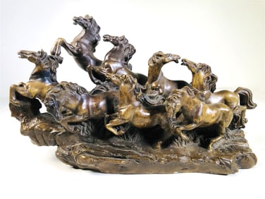 Bronze Figural Group, Running Horses