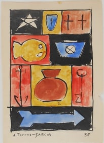 Joaquin Torres-Garcia (1874-1949) Watercolor (See Guarantee & Disclaimer)