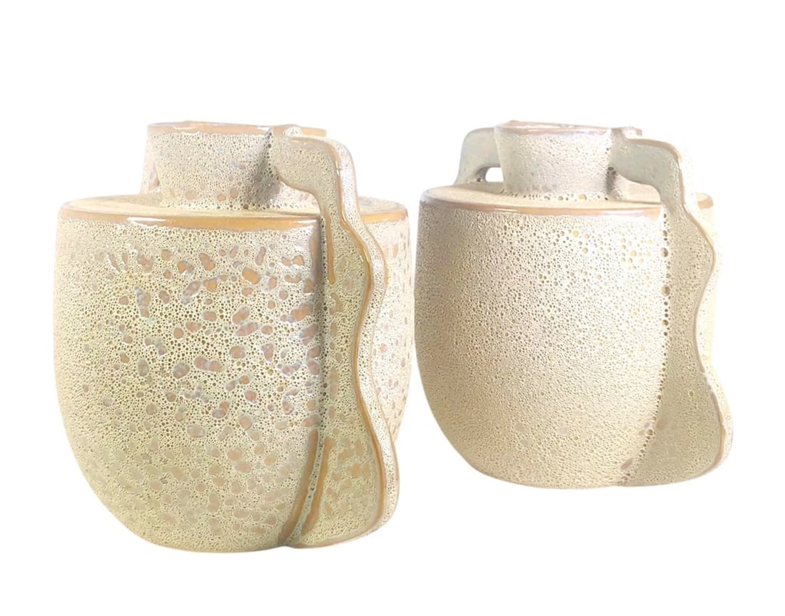 Pair Of Contemporary Ceramic Vases: Nice pair of contemporary Scandinavian design ceramic vases. Excellent condition.Dimensions: H. 8 inches W. 12 inches