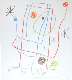 Joan Miro* (1893-1983) Mixed Media Drawing (See Guarantee & Disclaimer)