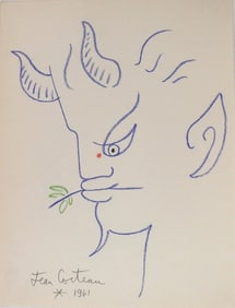Jean Cocteau* (1889-1963) Chalk Drawing (See Guarantee & Disclaimer)