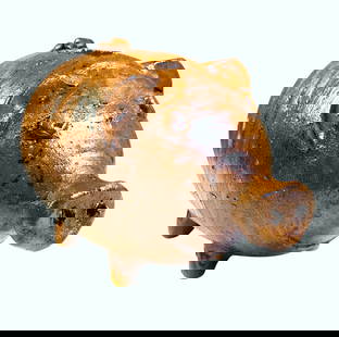 Vintage Stoneware Piggy Bank: Vintage glazed-stoneware piggy bank, circa 1970-1980.Impressed signature, W. T. Lennan. Excellent condition.Dimensions: L. 7 1/2 inches H. 5 1/2 inches W. 5 inches