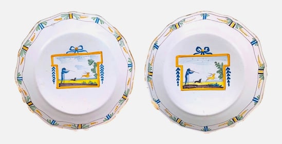 French Faience Plates (2), 18th Century