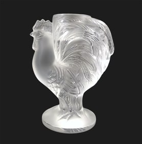 Lalique Crystal Rooster Candlestick