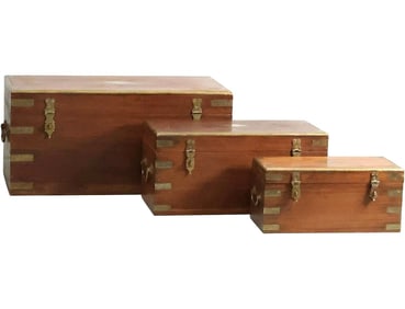 Three English Mahogany Campaign Chests, 19th C.