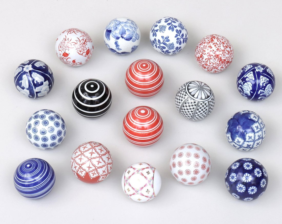 Group Of Polychrome Glazed Carpet Balls (17) (1 of 2)