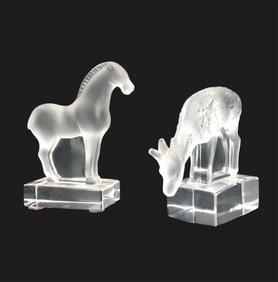 Lalique Horse & Deer Sculptures