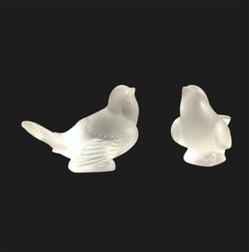 Lalique Frosted Crystal Sparrows