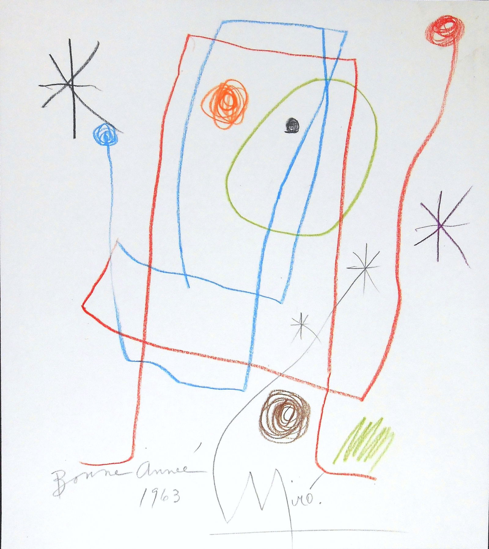 Joan Miro* (1893-1983) Mixed Media Drawing (See Guarantee & Disclaimer) (1 of 2)