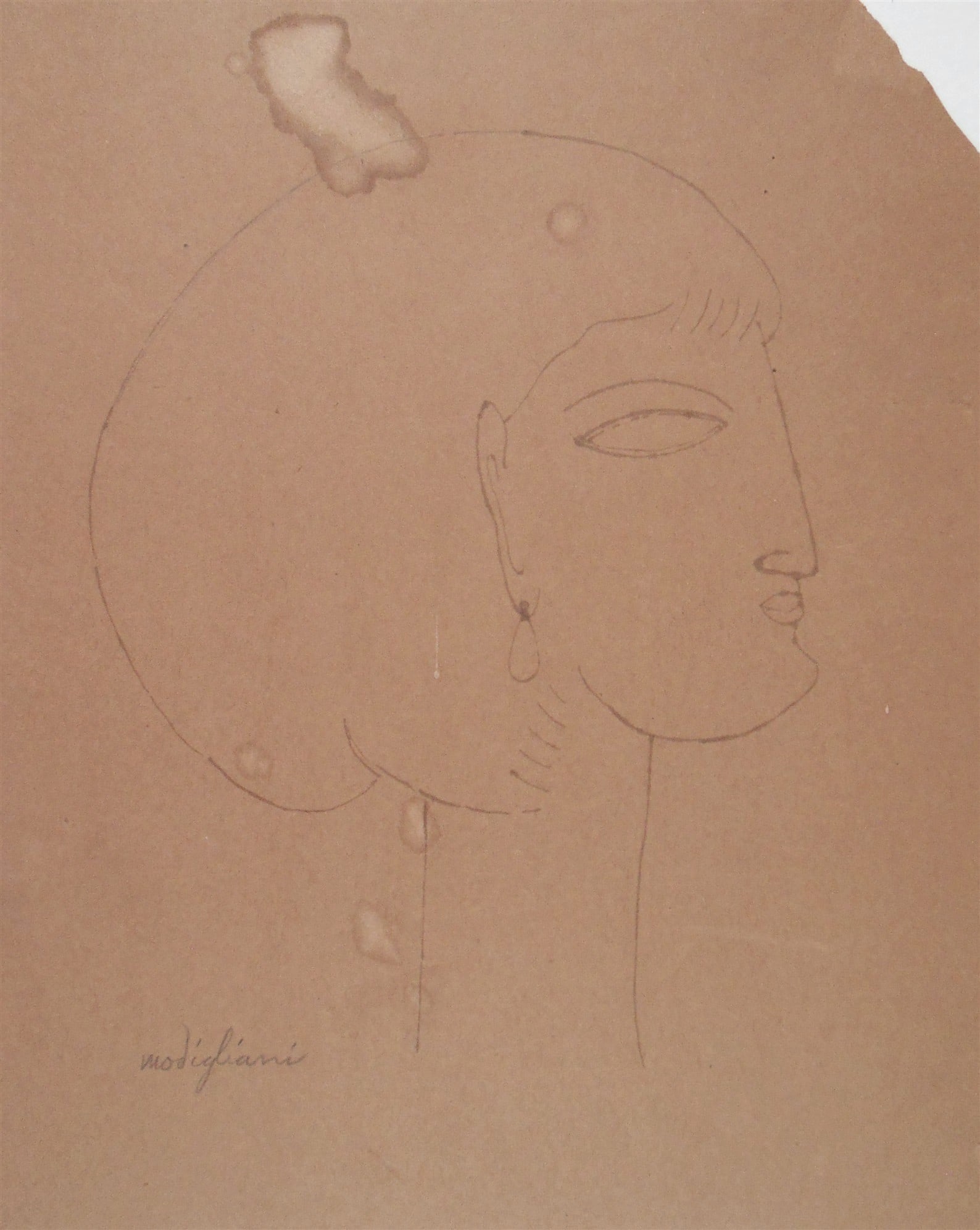 Amedeo Modigliani* (1884-1920) Ink Drawing (See Guarantee & Disclaimer) (1 of 2)