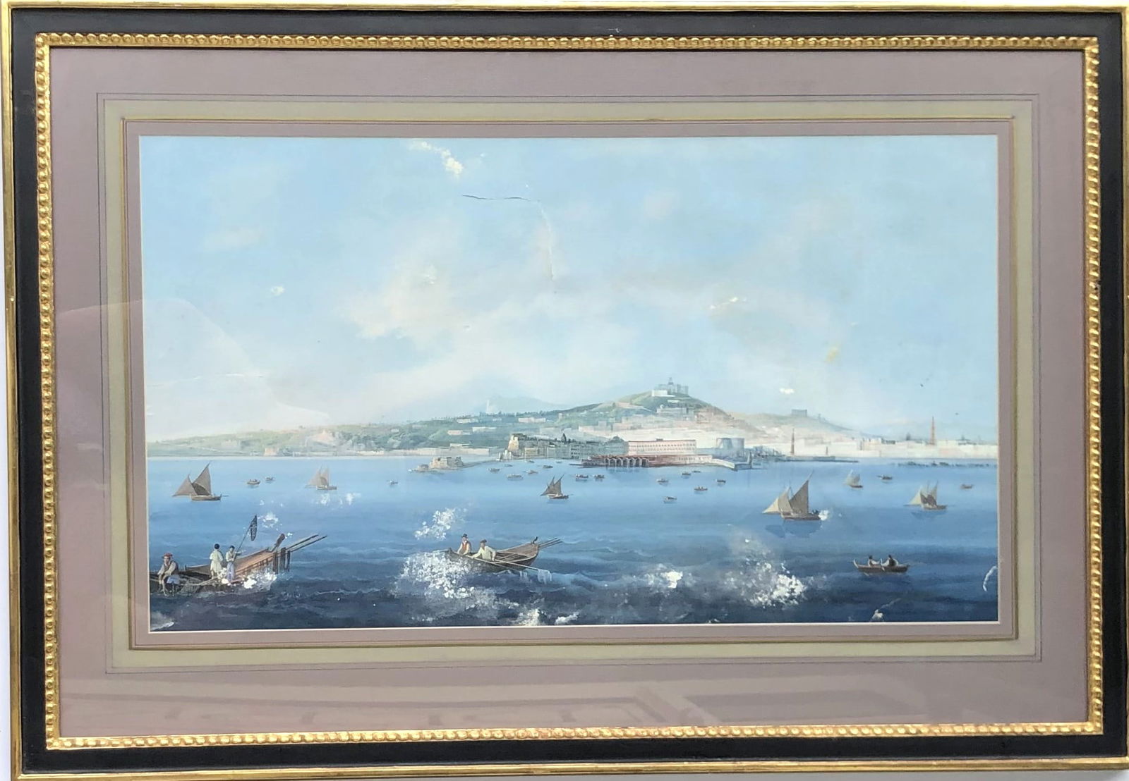 Bay Of Naples Grand Tour Gouache, 19th Century (1 of 3)