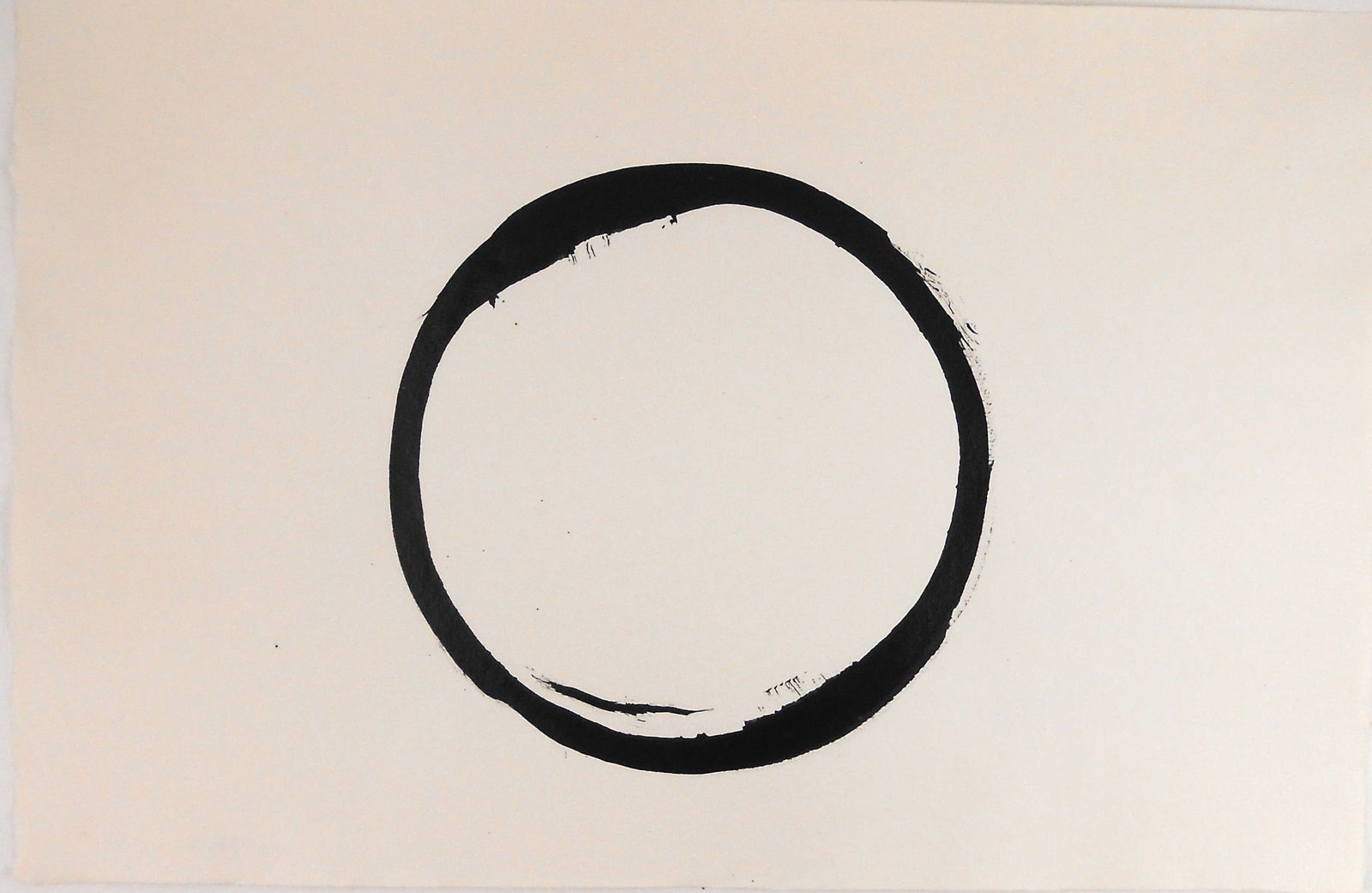 Jiro Yoshihara* (1905-1972) Black Ink Drawing (See Fine Art Disclaimer): Black ink drawing on off-white laid paper, untitled abstract with circle, signed on the reverse (Jiro Yoshihara*, 1905-1972). Excellent condition overall, having no apparent damage or repairs. Unframe